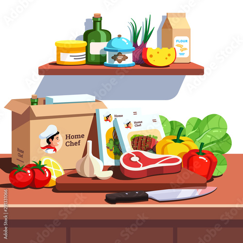 Home chef meal ingredient kit delivery service box