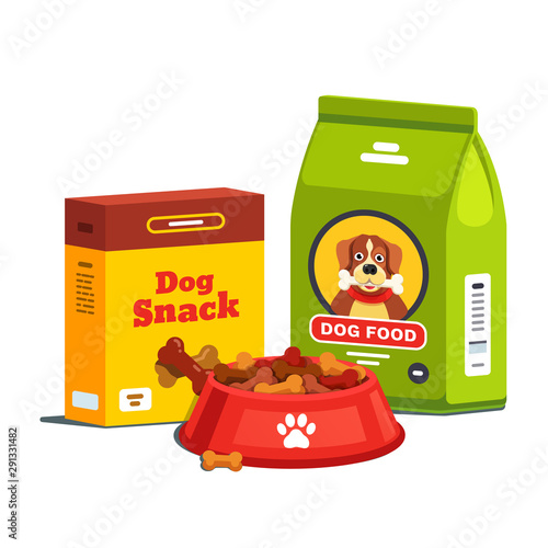 Domestic dog food, bag package and cardboard box
