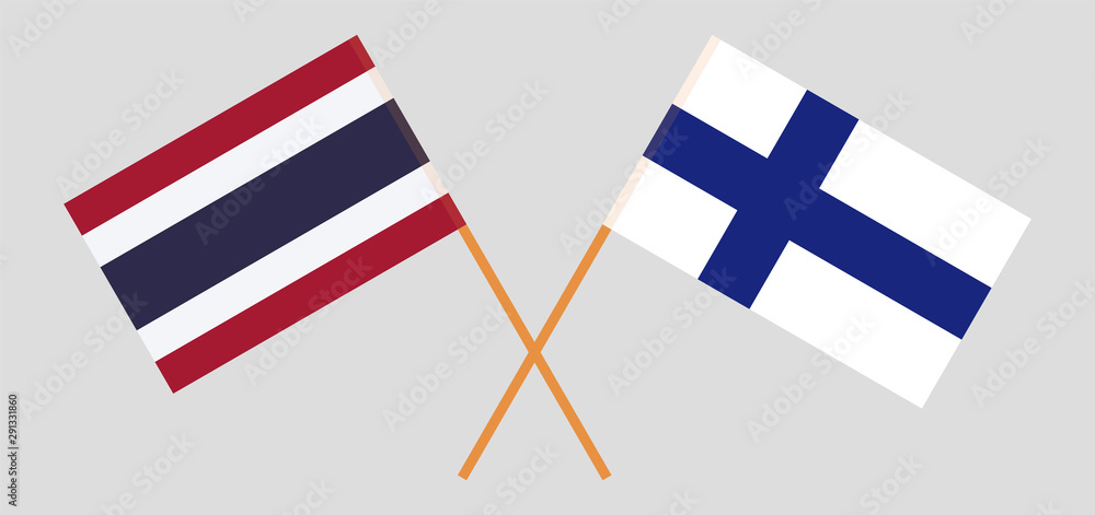 Thailand and Finland. Crossed Thai and Finnish flags