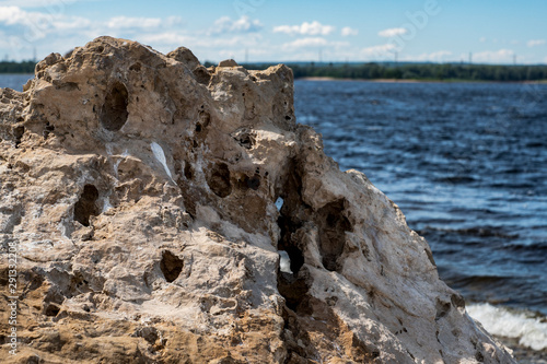 summer, clear, warm, day, trip, journey, walk, vacation, nature, forest, river, water, shore, stones, pebbles, shards, rock, rocks, blue, sky, white, clouds, expanse, distance, expanse, observation