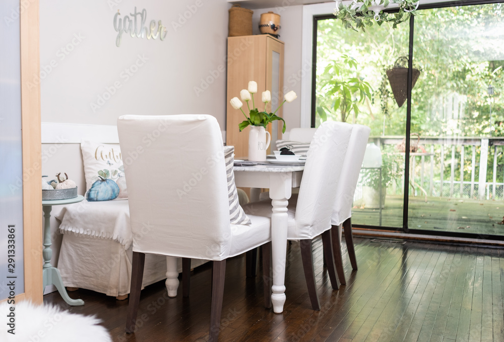 American Home dining room decorated for autumn American Home dining room decorated for autumn