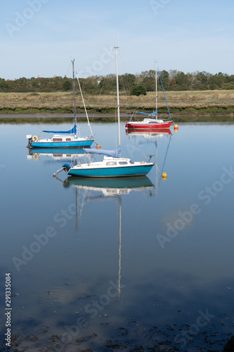 Εκτύπωση καμβά Maldon Essex UK September 8th 2019 Small Sailing craft yachts moored on river cr