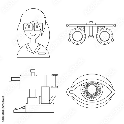 Isolated object of medicine and technology icon. Collection of medicine and eyesight vector icon for stock.