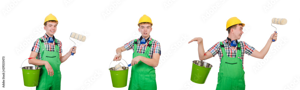 Funny painter isolated on white Funny painter isolated on white