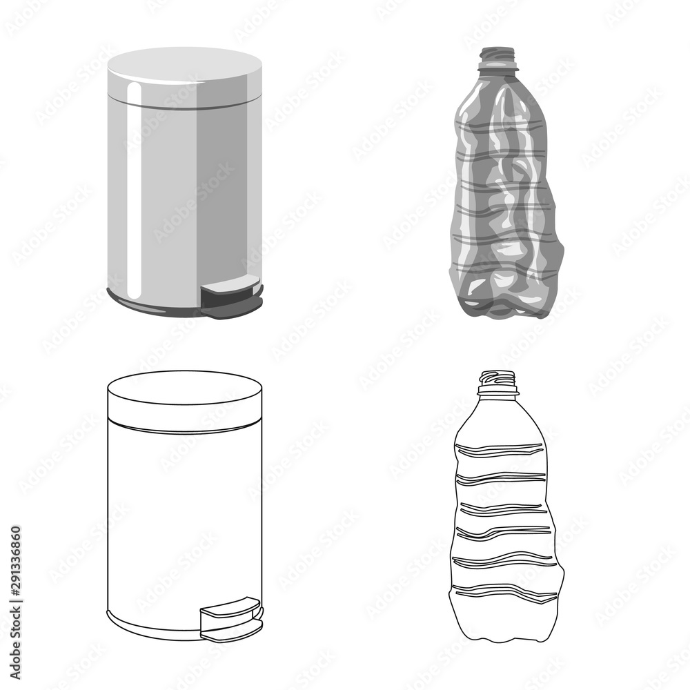 Vector illustration of refuse and junk logo. Set of refuse and waste stock symbol for web. Vector illustration of refuse and junk logo. Set of refuse and waste stock symbol for web.