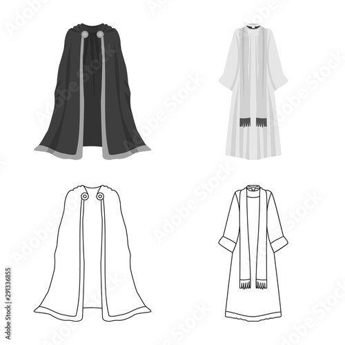 Vector design of material and clothing symbol. Set of material and garment stock vector illustration.