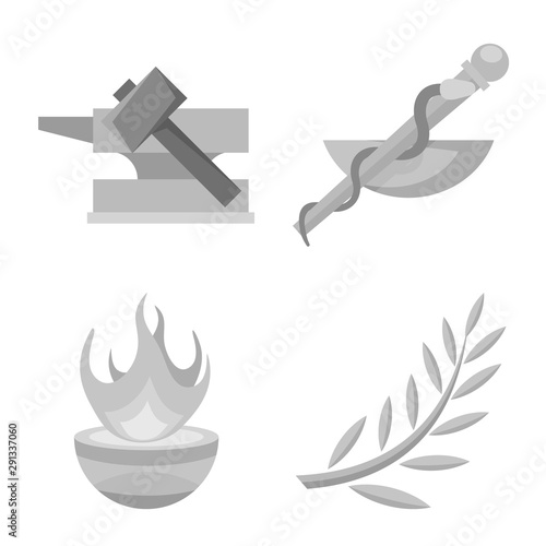 Isolated object of ancient and culture sign. Set of ancient and antique vector icon for stock.