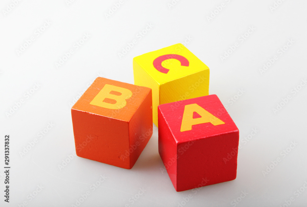 Wooden Alphabet Blocks Isolated On White Background Wooden Alphabet Blocks Isolated On White Background
