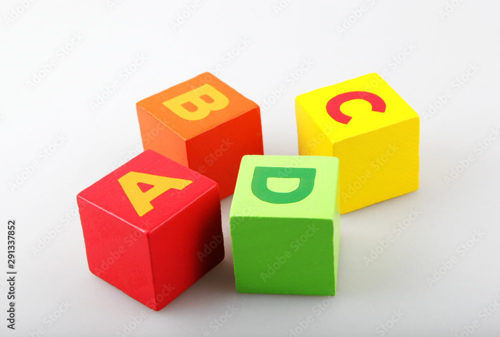 Wooden Alphabet Blocks Isolated On White Background Wooden Alphabet Blocks Isolated On White Background