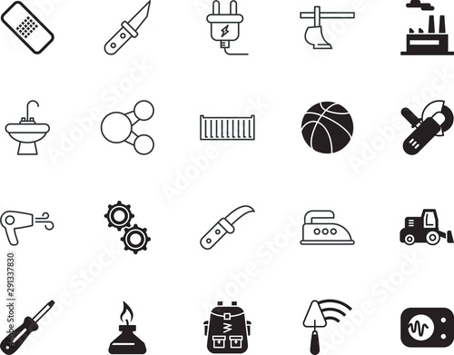 equipment vector icon set such as: medicine, blow, net, bright, monitor, road, health, signal, three, document, blowing, information, barber, housewife, stroke, grinder, blue, multimedia, wash