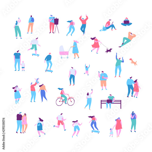 Crowd of people. Various People vector set. Male and female flat characters isolated on white background. 