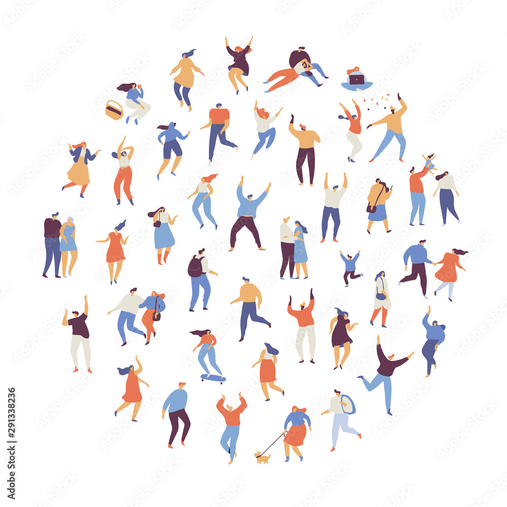 Crowd of people. Various People vector set. Male and female flat characters isolated on white background. Crowd of people. Various People vector set. Male and female flat characters isolated on white background.