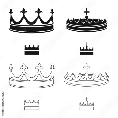 Vector illustration of medieval and nobility logo. Set of medieval and monarchy vector icon for stock.