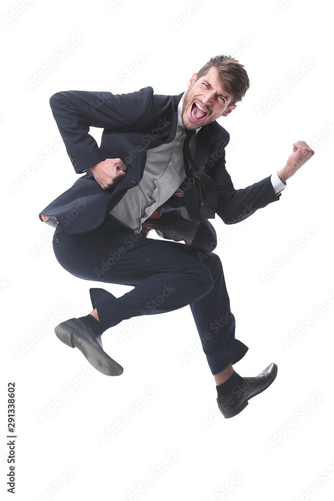 in full growth. happy young businessman. isolated on white in full growth. happy young businessman. isolated on white