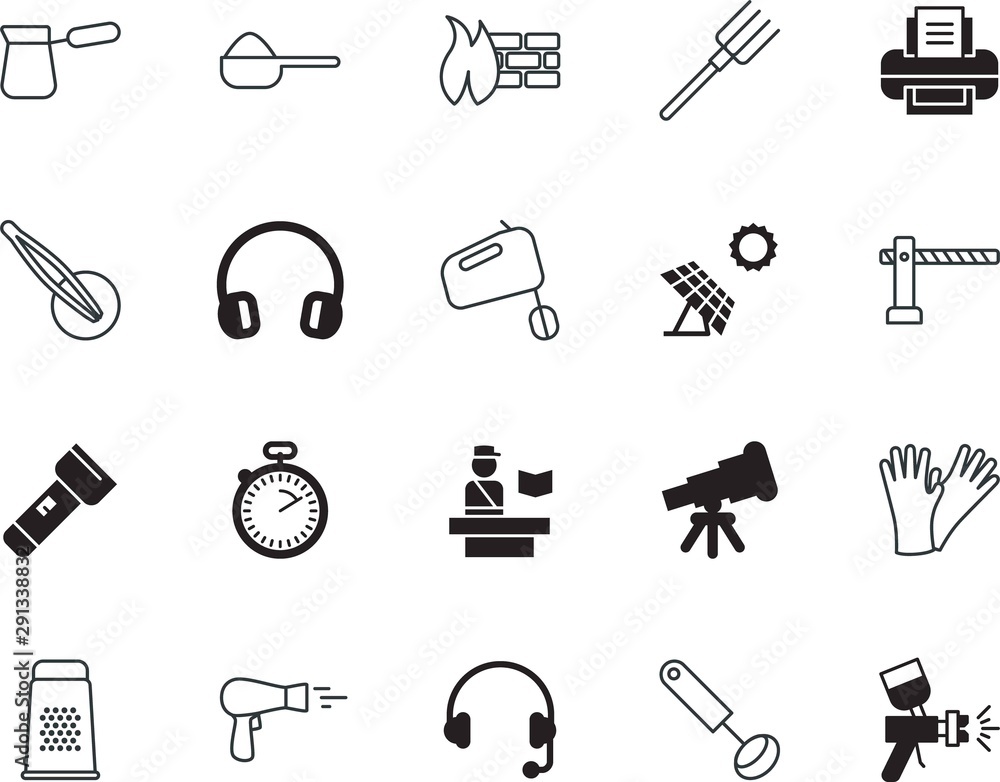 Fototapeta premium equipment vector icon set such as: tongs, laboratory, communication, mug, logo, passport, privacy, officer, fashion, lantern, wall, pot, striped, auto, caffeine, tweezer, immigration, manufacture