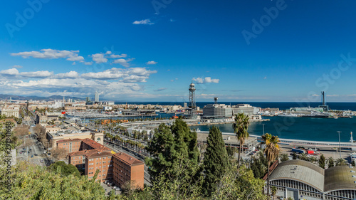 Canvas Print Incredible panoramic view of the port and part of the city of Barcelona, ​​beaut
