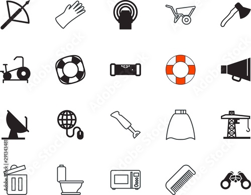 equipment vector icon set such as: office, hook, hair, oven, plastic, professional, horizontal, distance, bathroom, collection, visibility, globe, clothes, seasonal, accessories, cosmetics, frame