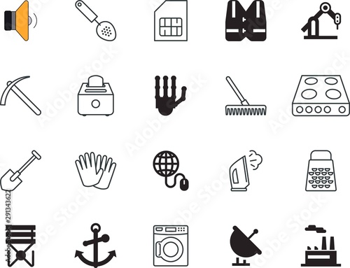 equipment vector icon set such as: nature, wave, cuisine, protective, smooth, decoration, dryer, medical, antenna, media, spoon, card, collection, telecommunication, clip, utensils, washer, swimming photo