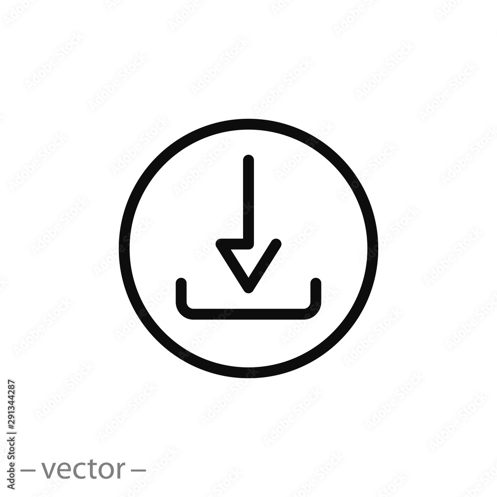 download icon, file inbox, upload button, thin line web symbol on white background - editable stroke vector illustration eps10.eps