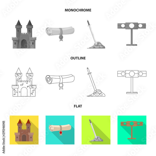 Vector illustration of old and culture symbol. Collection of old and renaissance stock vector illustration.
