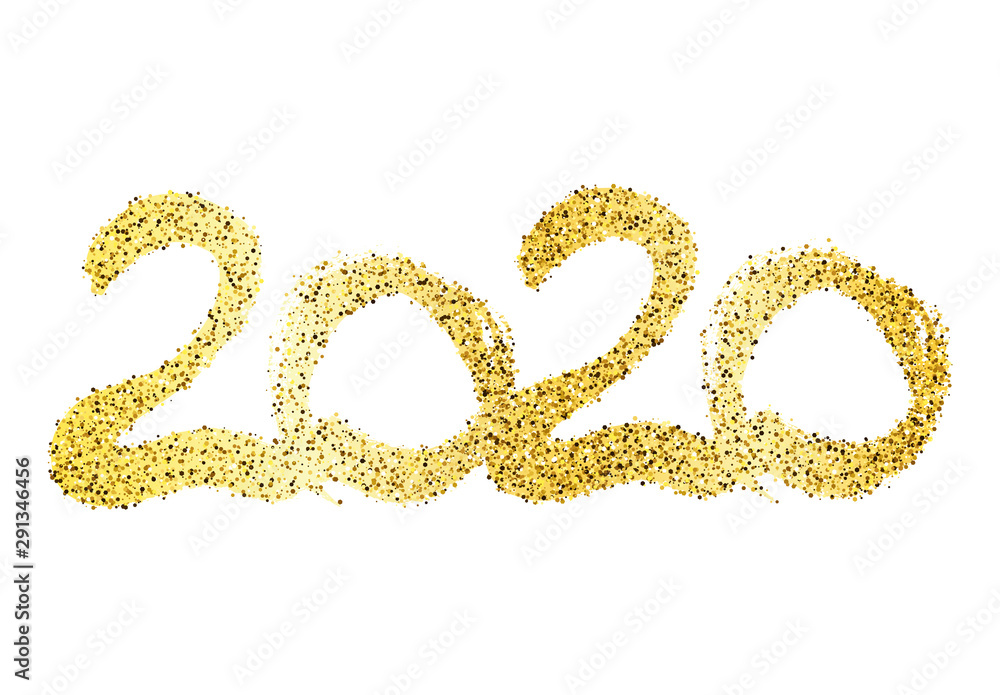 2020 gold glitter lettering and hand drawn numbers 2020 gold glitter lettering and hand drawn numbers
