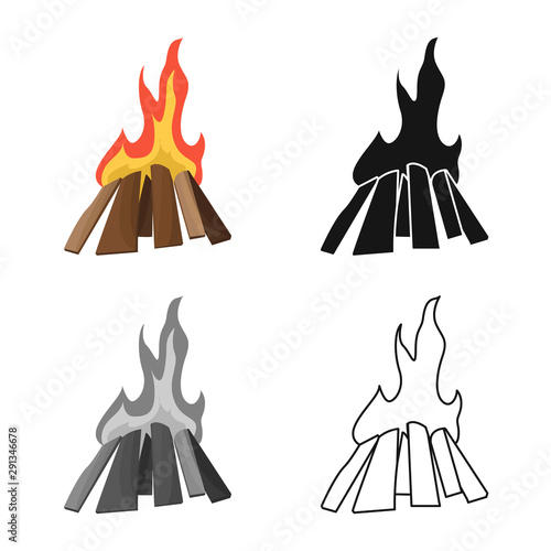 Isolated object of campfire and fiery logo. Collection of campfire and blaze vector icon for stock.
