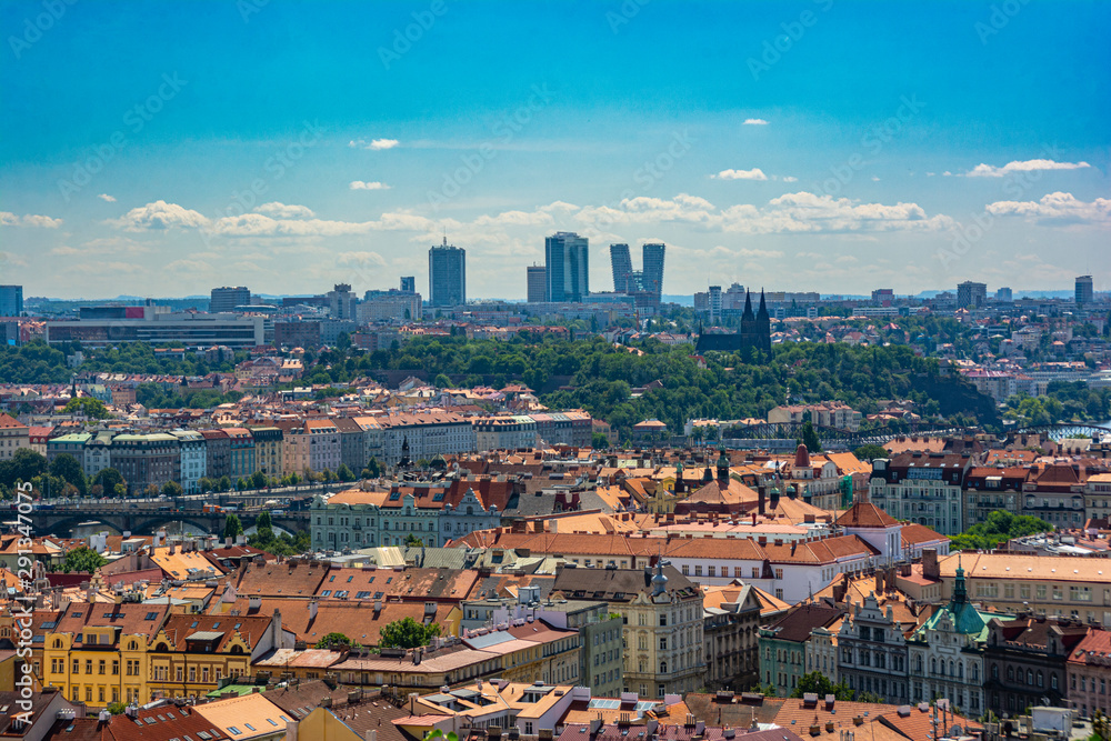 Prague panorama overlooking the business district