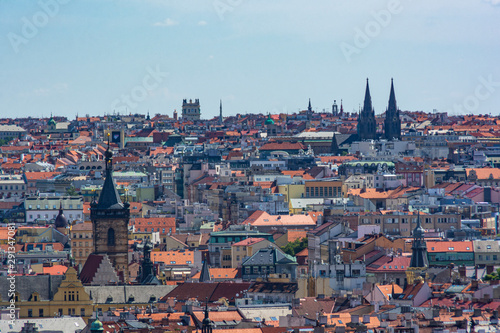 Panorama of Prague with a view of the towers