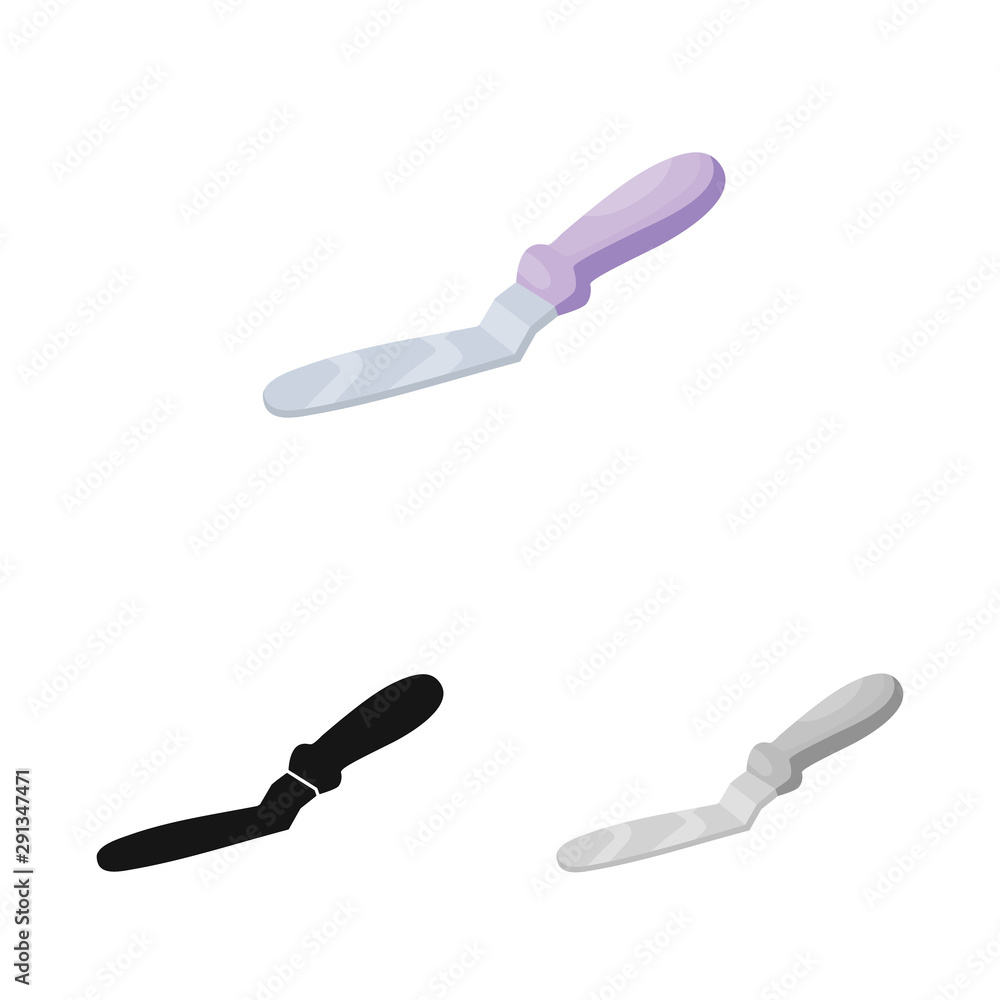 Fototapeta premium Vector design of kitchen and spatula sign. Set of kitchen and spoon vector icon for stock.