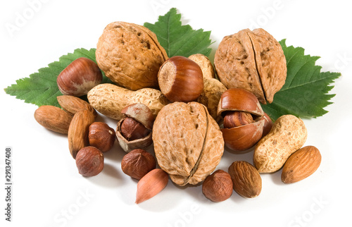 Isolated image of nuts on a white background close-up