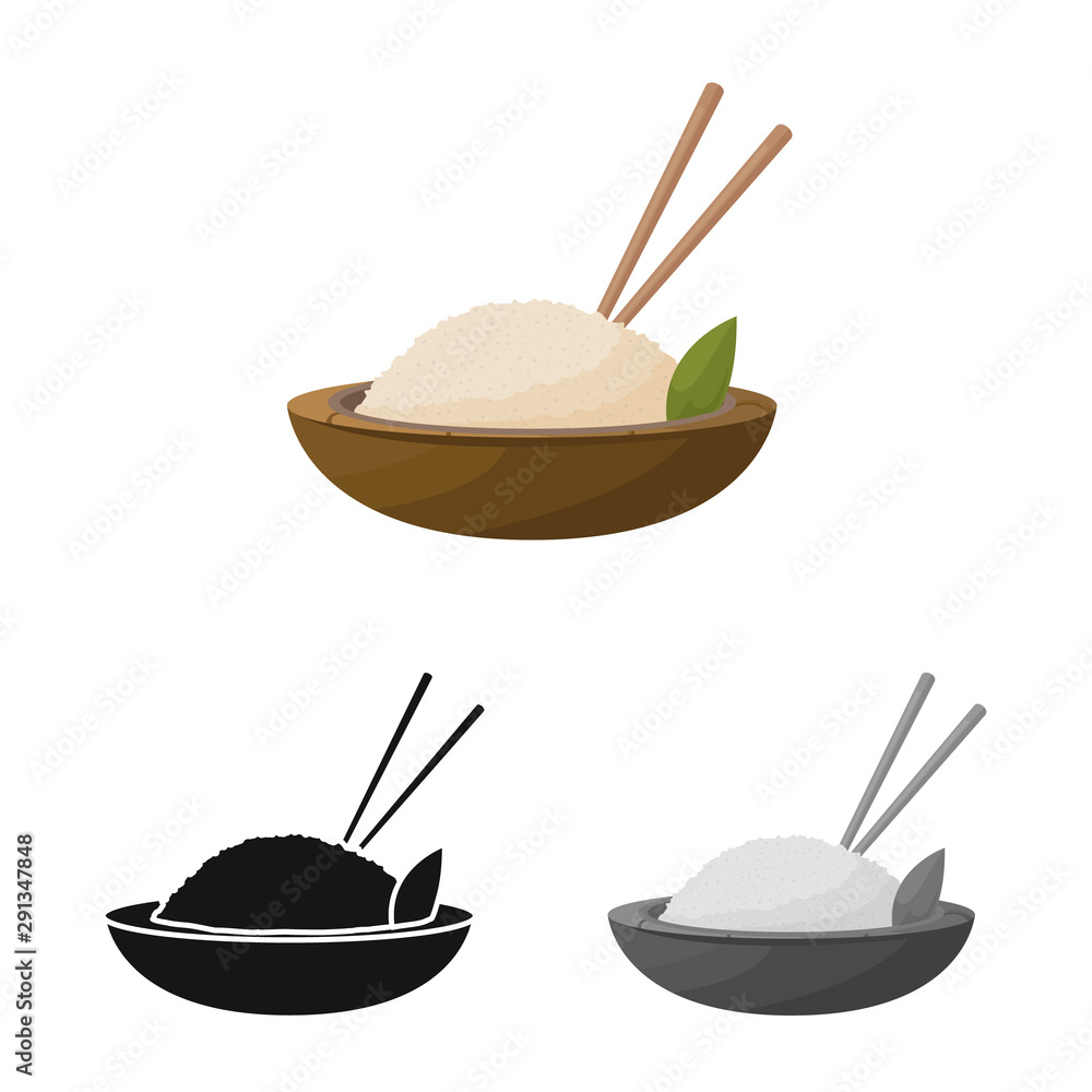 Vector illustration of rice and food icon. Set of rice and bowl stock symbol for web. Vector illustration of rice and food icon. Set of rice and bowl stock symbol for web.