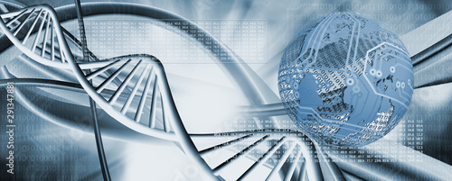 Cuadro en lienzo abstract image of dna chain on blurred background