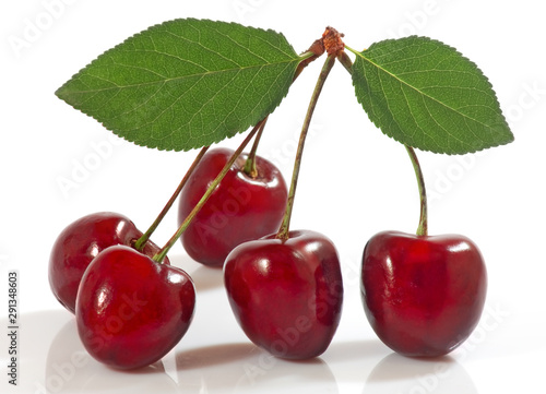 isolated image of ripe cherries on a white background close-up