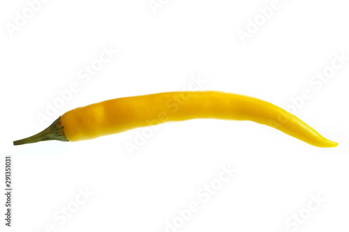 A yellow hot chili peppers with white background