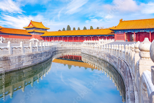 Imperial Palace in the Forbidden City in Beijing in the evening, China