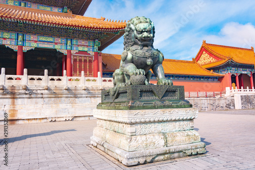 Chinese guardian Lion in Forbidden City, Beijing, China