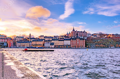 Canvas Print Panoramic view of Stockholm at sunrise, Sweden