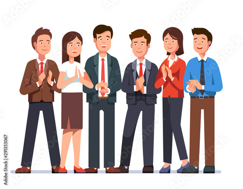 Group of business man and woman clapping hands