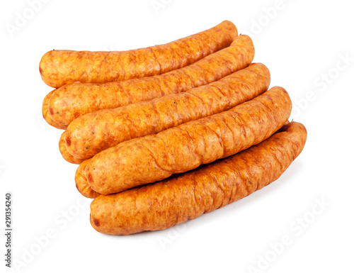 Sausage on a white background (view from a different angle in the portfolio)