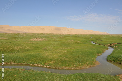 Mongolie intérieure, plaine arrivant aux limites du désert