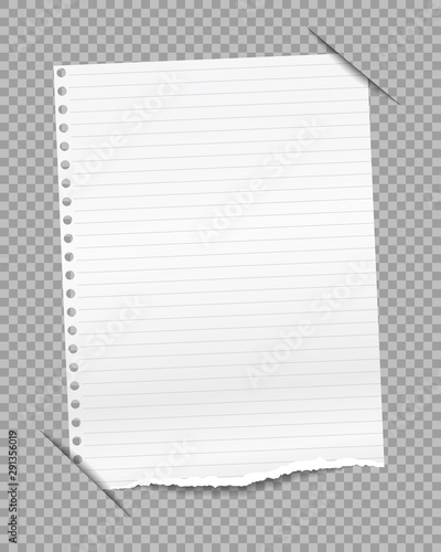 Lined white ripped paper inserted into gray squared background