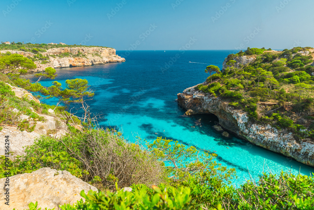 Majorca Calo des Moro Santanyi beach in Mallorca Balearic Island of Spain