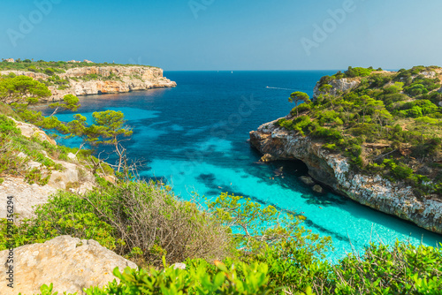 Majorca Calo des Moro Santanyi beach in Mallorca Balearic Island of Spain