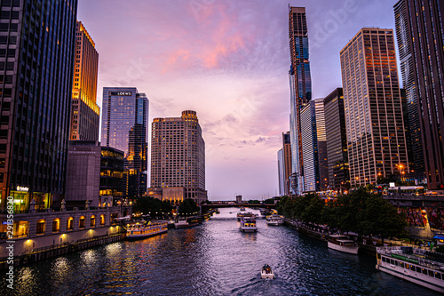 Skyline Chicago Illinois USA Sunset