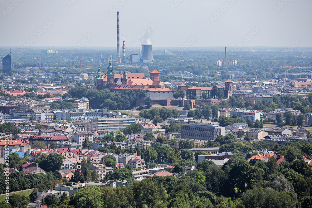 View of Krakow in one of the towers of the Wawel Castle, Poland