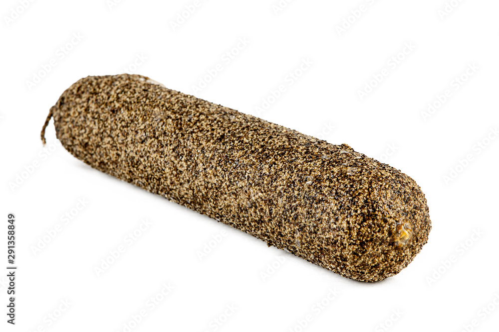 Salami isolated on a white background (view from a different perspective in the portfolio) Salami isolated on a white background (view from a different perspective in the portfolio)