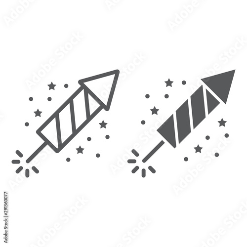 Christmas firework line and glyph icon, party and new year, firecracker sign, vector graphics, a linear pattern on a white background.