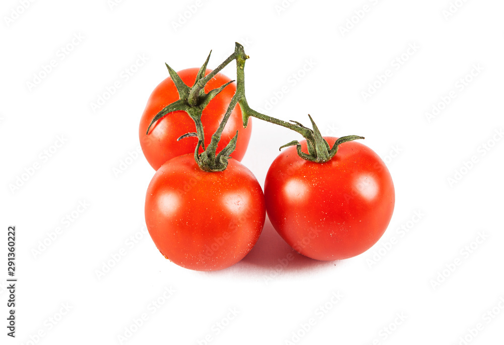 Small tomatoes on a sprig isolated on white background (view from a different perspective in the portfolio) Small tomatoes on a sprig isolated on white background (view from a different perspective in the portfolio)