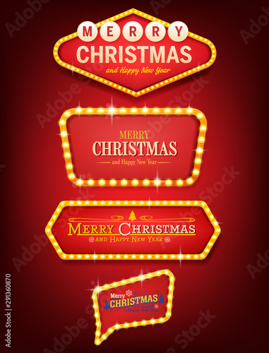 illuminated signs for christmas vector