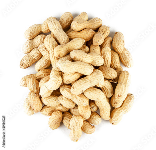 Peanuts isolated on white background (view from a different perspective in the portfolio)